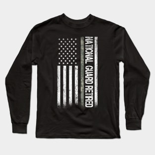 National Guard Retired American Flag Proud Patriotic Gift Long Sleeve T-Shirt